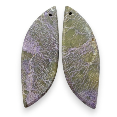 Stichtite pair of cabohones with holes 41x15 mm no R913