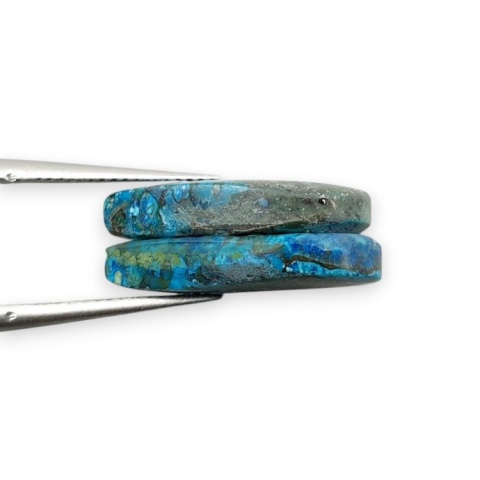 Shattuckite pair of cabohones with holes 18x12 mm no S171