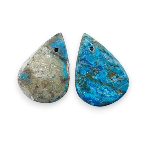 Shattuckite pair of cabohones with holes 18x12 mm no S171