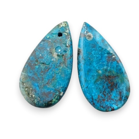 Shattuckite pair of cabohones with holes 20x10 mm no S158