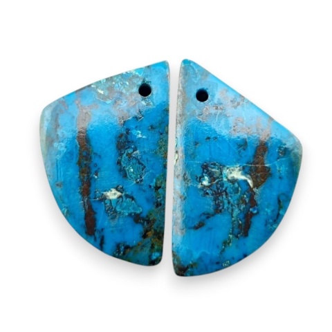 Shattuckite pair of cabohones with holes 20x12 mm no S117