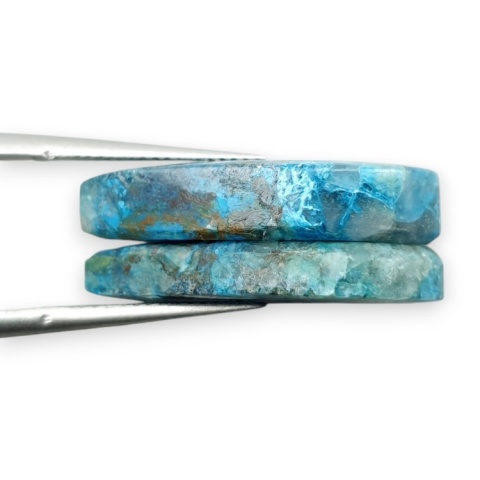 Shattuckite pair of cabohones with holes 22x11 mm no S175