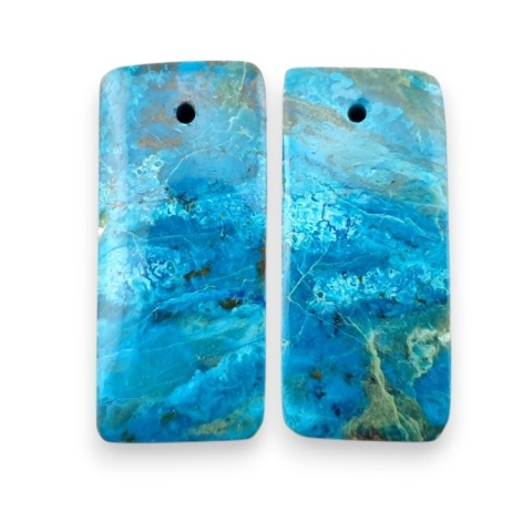 Shattuckite pair of cabohones with holes 24x11 mm no S174