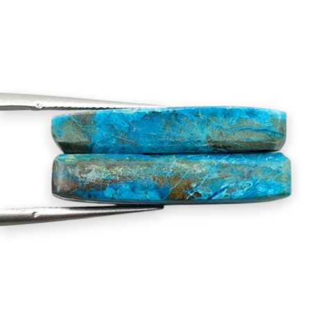 Shattuckite pair of cabohones with holes 24x11 mm no S174