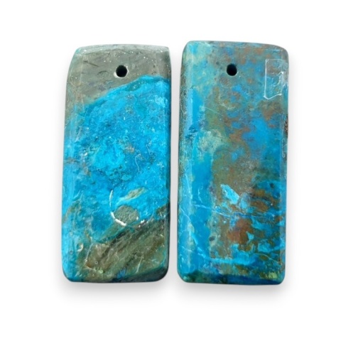 Shattuckite pair of cabohones with holes 24x11 mm no S174