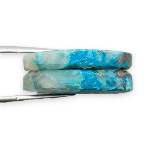 Shattuckite pair of cabohones with holes 24x15 mm no S157