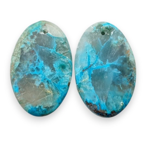 Shattuckite pair of cabohones with holes 24x15 mm no S157