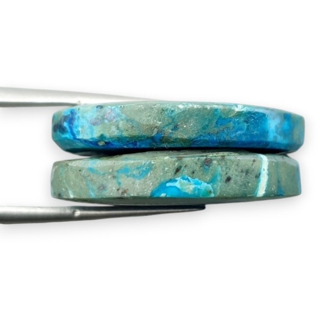 Shattuckite pair of cabohones with holes 25x15 mm no S177
