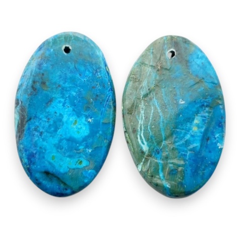 Shattuckite pair of cabohones with holes 25x15 mm no S177