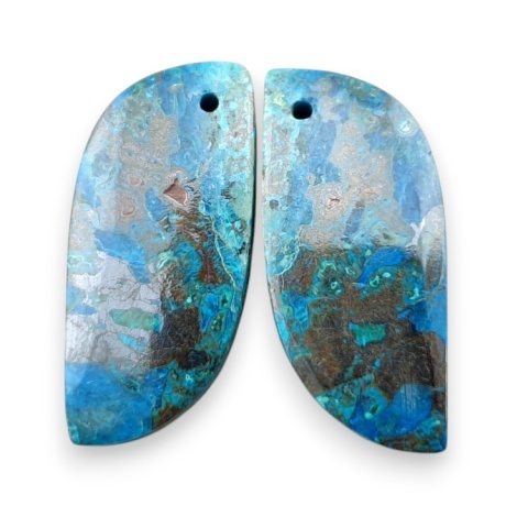 Shattuckite pair of cabohones with holes 27x12 mm no S122