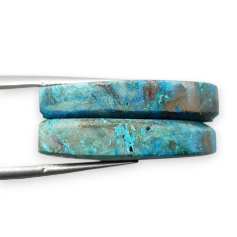 Shattuckite pair of cabohones with holes 27x12 mm no S122