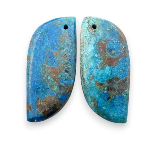 Shattuckite pair of cabohones with holes 27x12 mm no S122