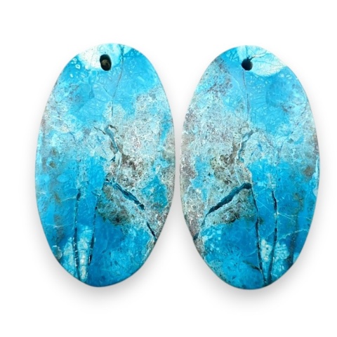 Shattuckite pair of cabohones with holes 27x15 mm no S124