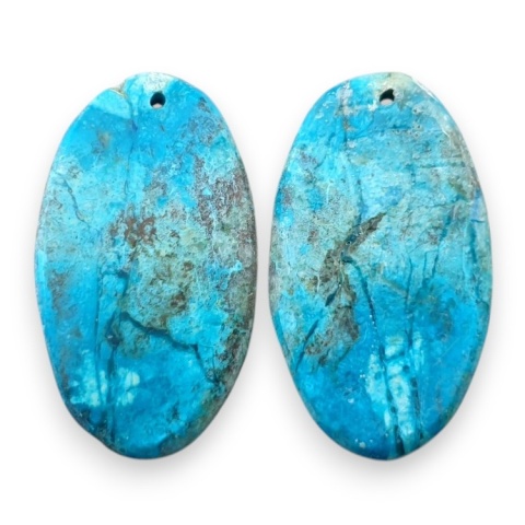 Shattuckite pair of cabohones with holes 27x15 mm no S124
