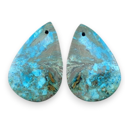 Shattuckite pair of cabohones with holes 27x17 mm no S167
