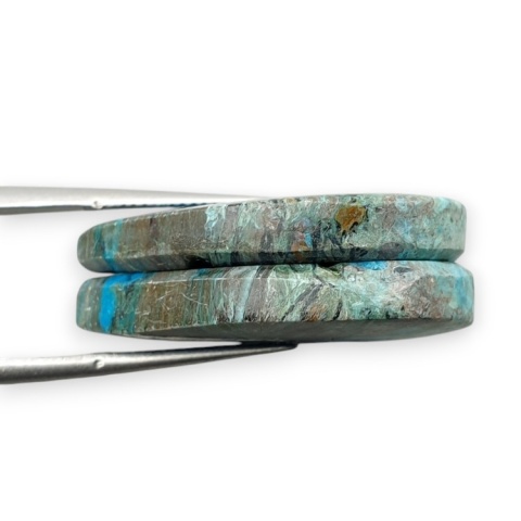 Shattuckite pair of cabohones with holes 27x17 mm no S167