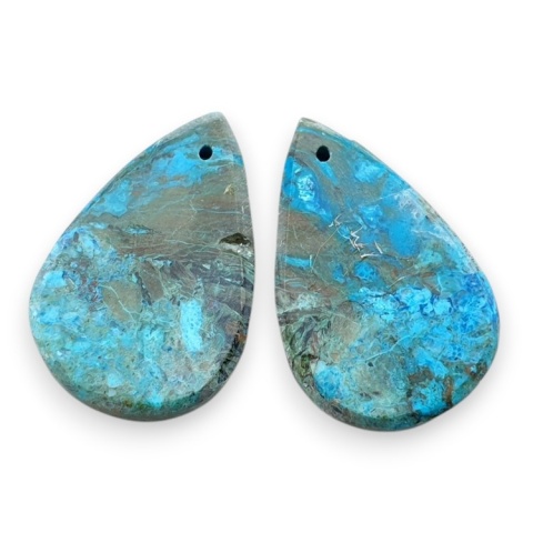 Shattuckite pair of cabohones with holes 27x17 mm no S167