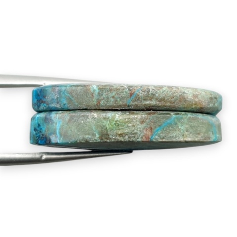 Shattuckite pair of cabohones with holes 28x14 mm no S165