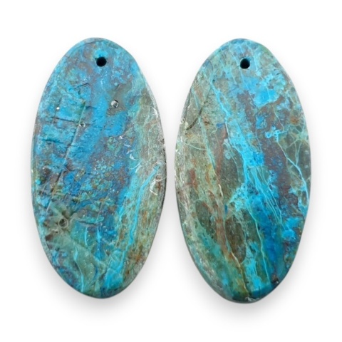 Shattuckite pair of cabohones with holes 28x14 mm no S165
