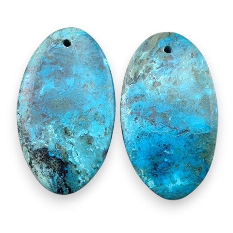 Shattuckite pair of cabohones with holes 28x16 mm no S170