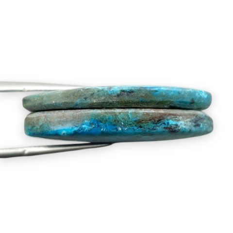 Shattuckite pair of cabohones with holes 28x16 mm no S170