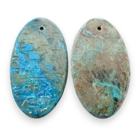 Shattuckite pair of cabohones with holes 28x16 mm no S170