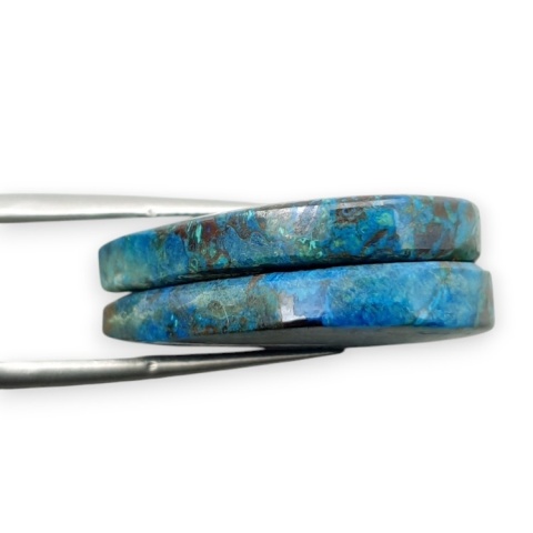 Shattuckite pair of cabohones with holes 28x20 mm no S111