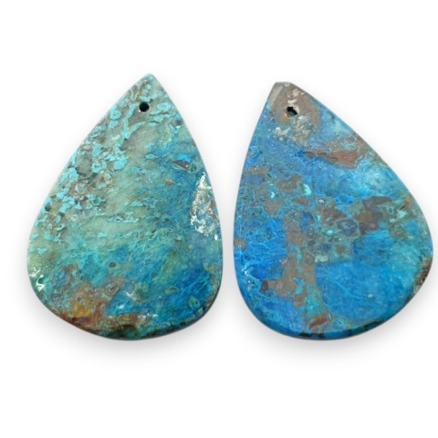 Shattuckite pair of cabohones with holes 28x20 mm no S111