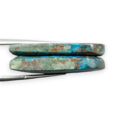 Shattuckite pair of cabohones with holes 32x15 mm no S113