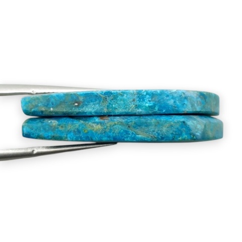 Shattuckite pair of cabohones with holes 33x11 mm no S173