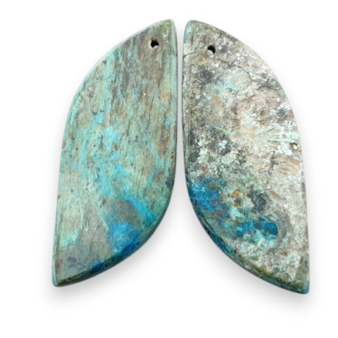 Shattuckite pair of cabohones with holes 35x14 mm no S110