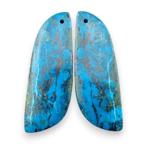 Shattuckite pair of cabohones with holes 37x13 mm no S120