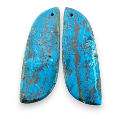 Shattuckite pair of cabohones with holes 37x13 mm no S120