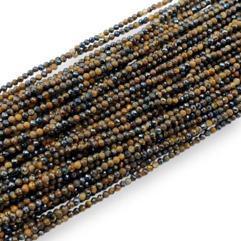 Tygrysie oko kula fasetowana 2 mm sznur
