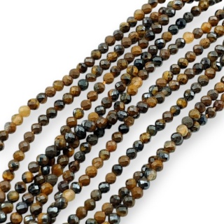 Tygrysie oko kula fasetowana 2 mm sznur