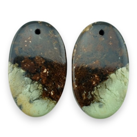 Lemon chrysoprase pair of cabohones with holes 24x14 mm no R740