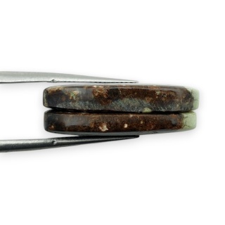 Chryzopraz cytrynowy para kaboszonów z dziurką 24x14 mm nr R740