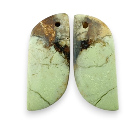 Lemon chrysoprase pair of cabohones with holes 25x13 mm no R763