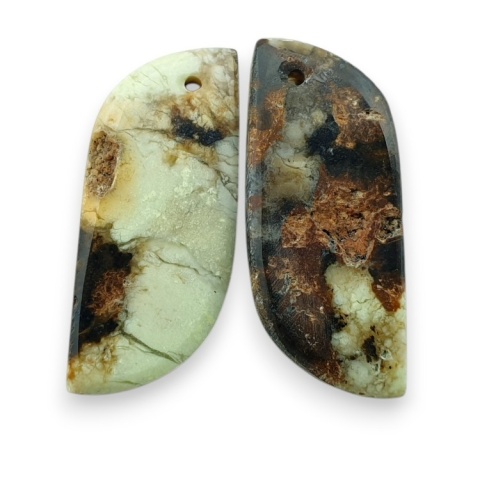 Lemon chrysoprase pair of cabohones with holes 25x13 mm no R763