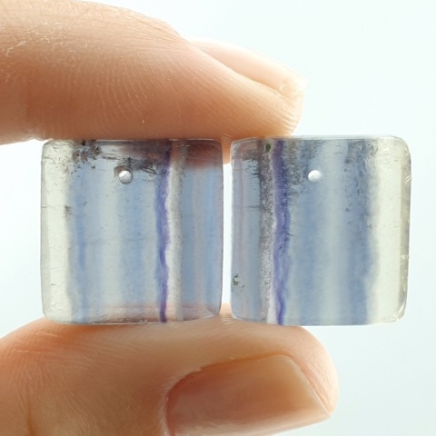 Fluorite pair of cabohones with holes 17x16 mm no S230