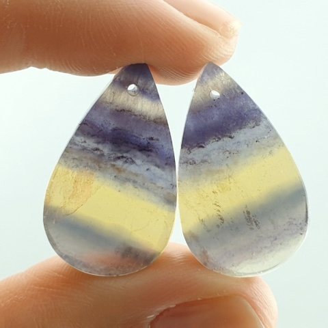 Fluorite pair of cabohones with holes 26x15 mm no S241