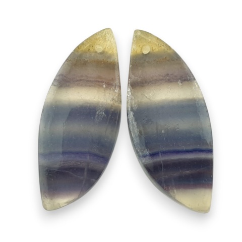 Fluorite pair of cabohones with holes 29x12 mm no S239