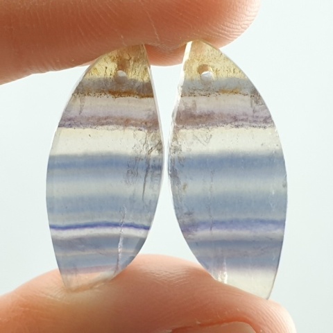 Fluorite pair of cabohones with holes 29x12 mm no S239