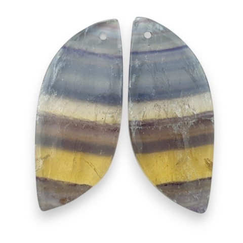 Fluorite pair of cabohones with holes 33x14 mm no S288