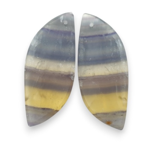 Fluorite pair of cabohones with holes 33x14 mm no S288