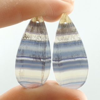 Fluorite pair of cabohones with holes 34x15 mm no S290