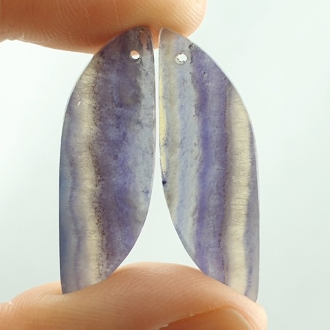 Fluorite pair of cabohones with holes 35x12 mm no S270