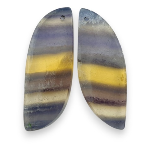 Fluorite pair of cabohones with holes 35x13 mm no S251