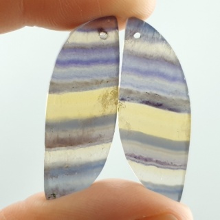 Fluorite pair of cabohones with holes 35x13 mm no S251