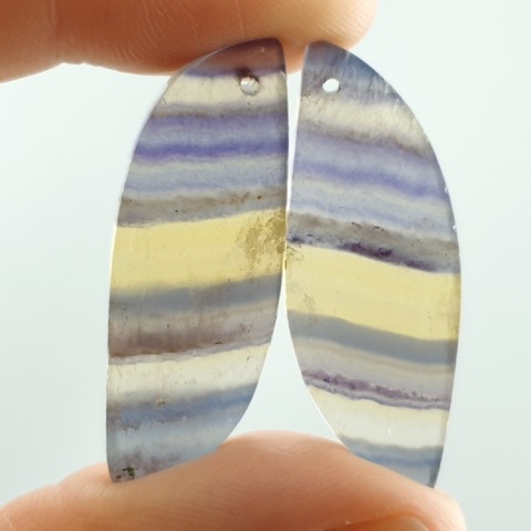 Fluorite pair of cabohones with holes 35x13 mm no S251